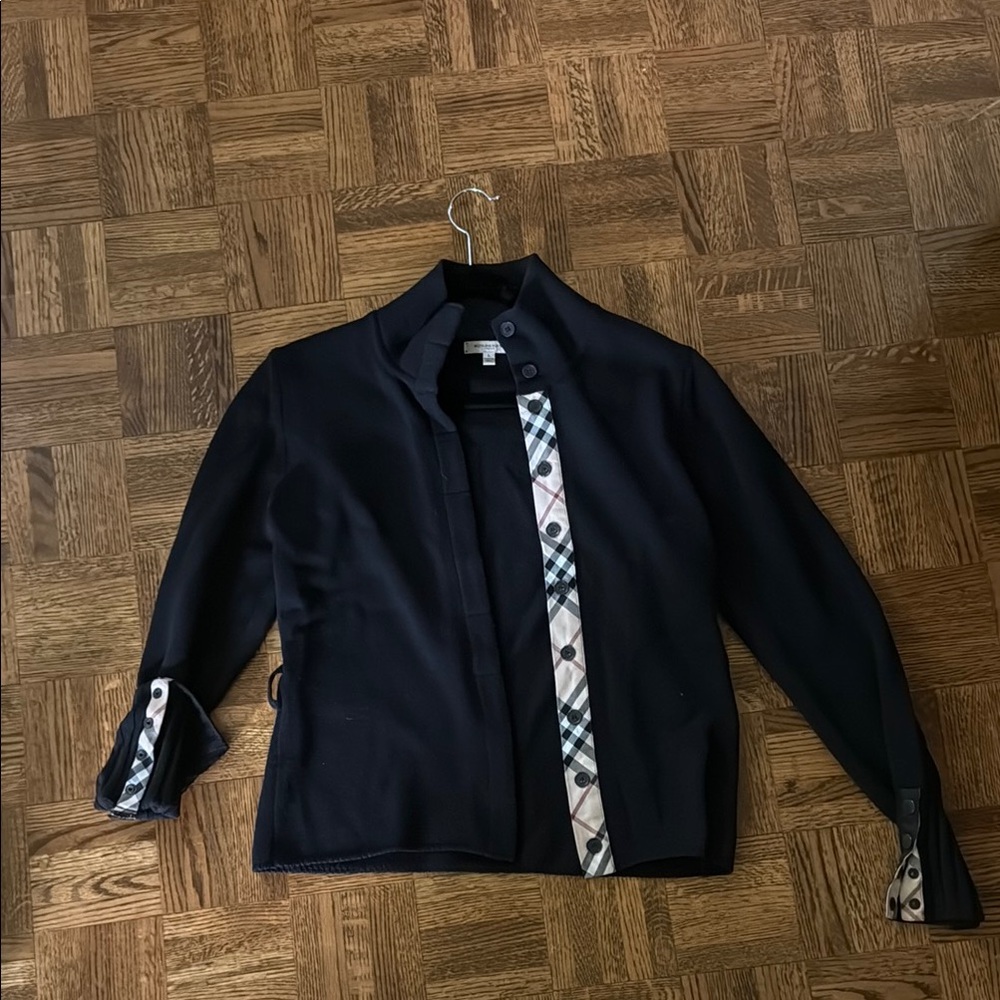 Burberry Black Blazer with Checkered Detail